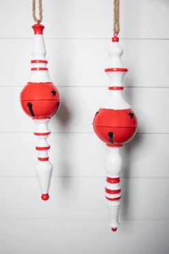 20" Metal Peppermint Holiday Finial Ornament - Small