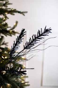 30” Midnight Blue Glitter Pine Spray