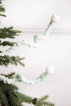 25” Mini Cottonball Peppermint Christmas Spray - Green/White