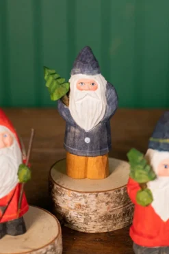 5" Mini Wood Vintage Santa Ornament