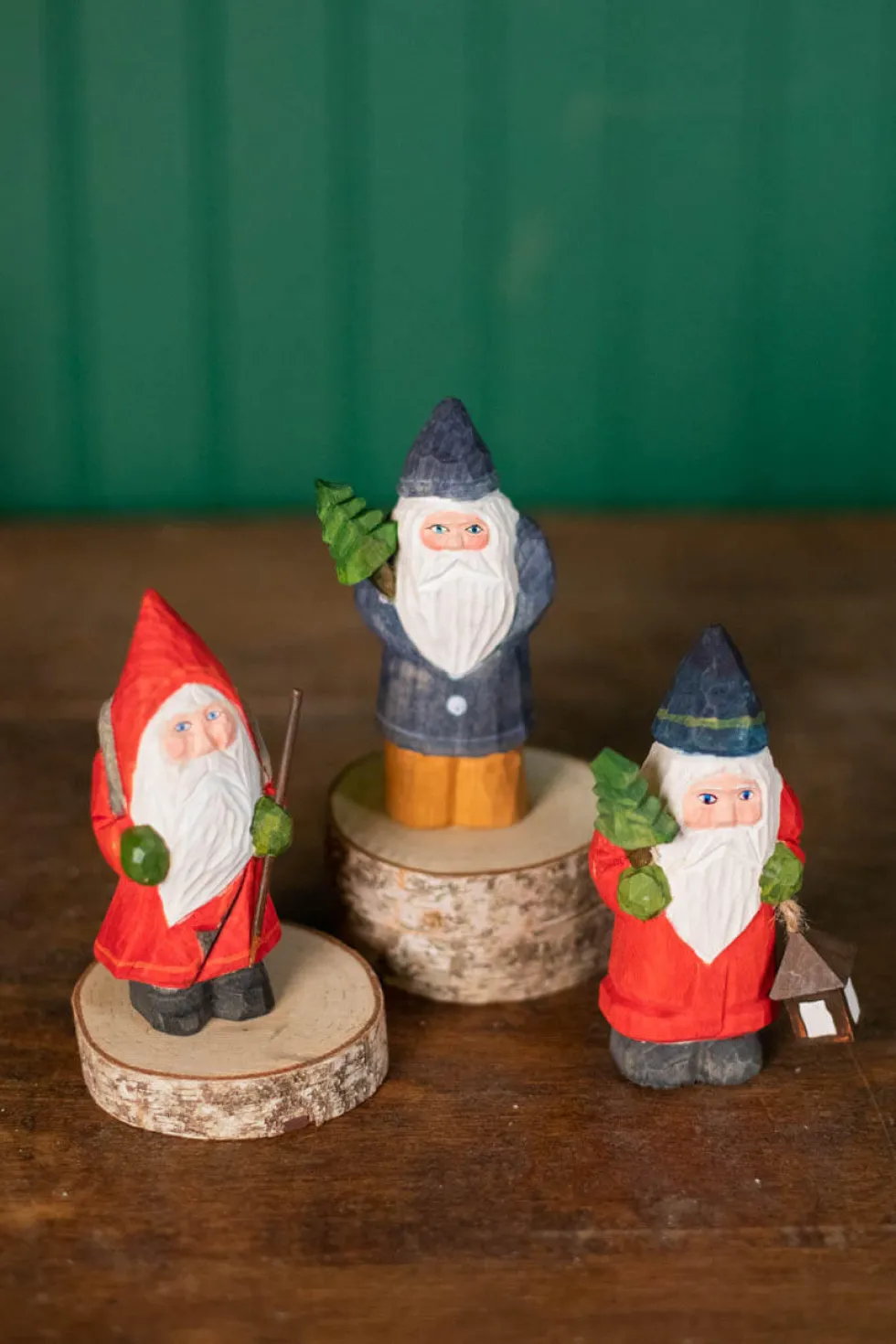 5" Mini Wood Vintage Santa Ornament
