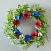 22" Mixed Flower Wreath - Red, White, & Blue