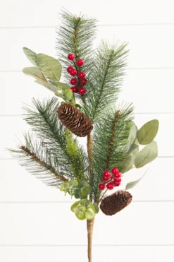29” Mixed Pine Berry Pinecone Spray
