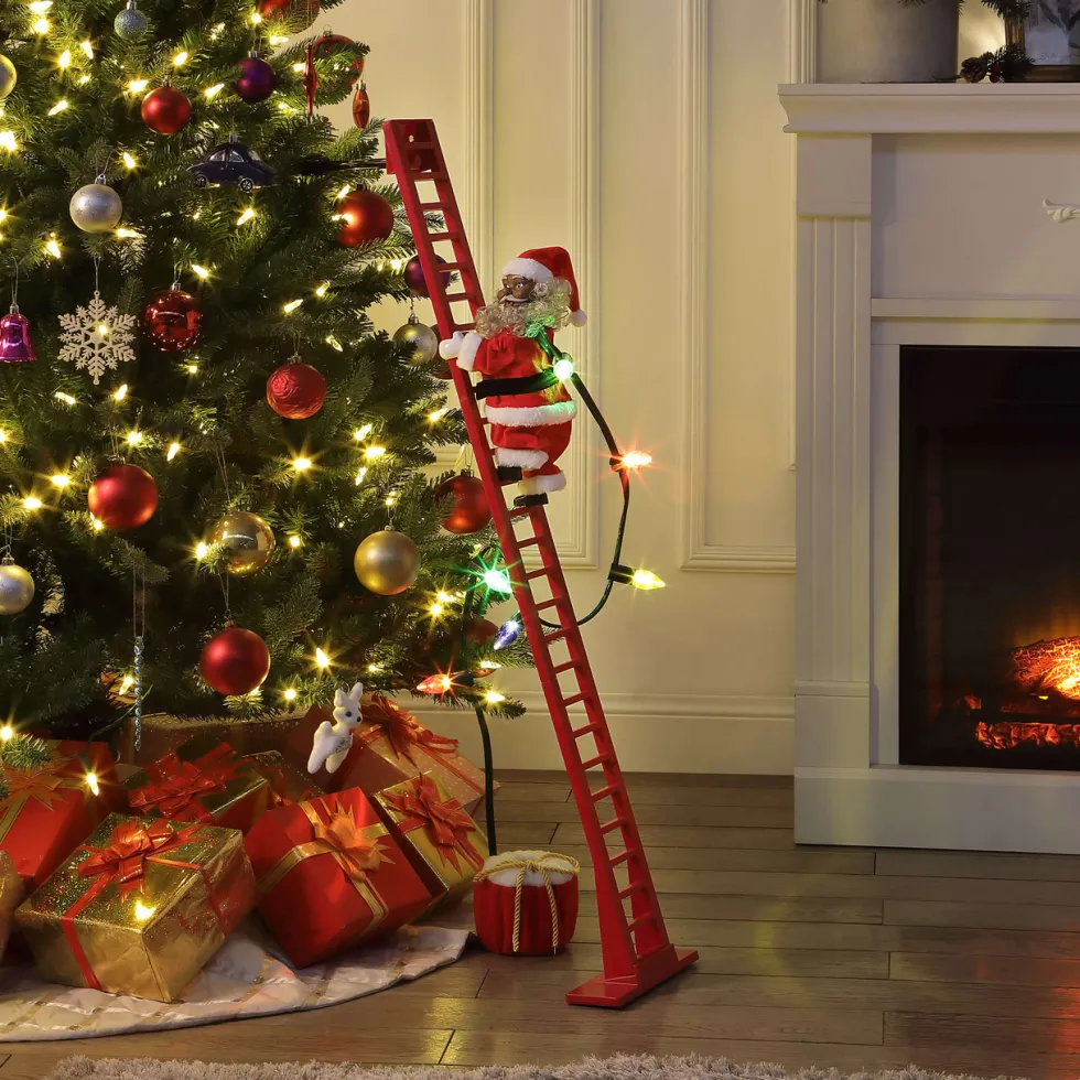 40" Mr. Christmas Super Climbing Santa - African American