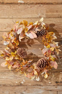 24" Natural Leaf Berry Cone Wreath
