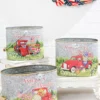 9.8" Nesting Metal Americana Truck Design Buckets - Set Of 3