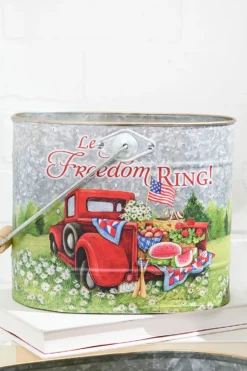 9.8" Nesting Metal Americana Truck Design Buckets - Set Of 3