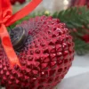 4" Onion Hobnail Ruby Glass Ornament