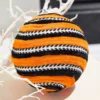 5" Orange Velvet Stripe Ball Ornament