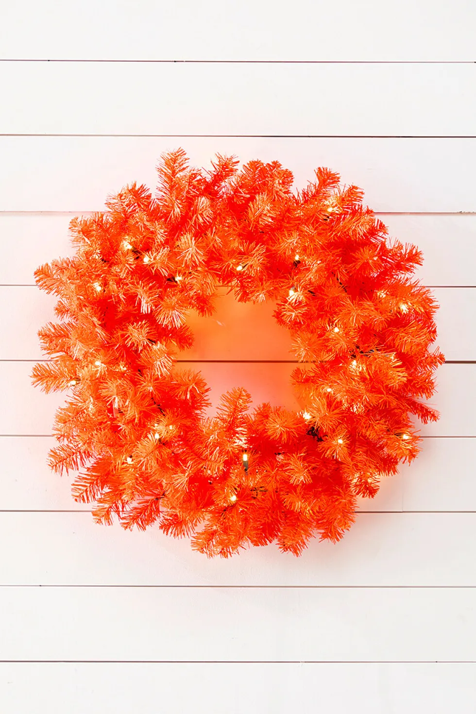 24" Orange Wreath with LED Lights