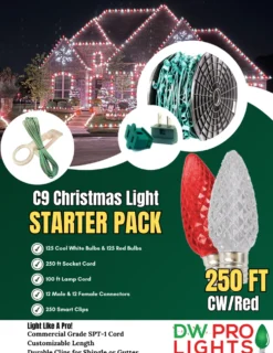 250' Outdoor Christmas Lighting Kit - Cool White/Red