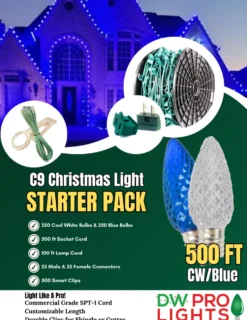 500' Outdoor Christmas Lighting Kit - Cool White/Blue