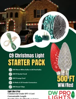 500' Outdoor Christmas Lighting Kit - Warm White/Red