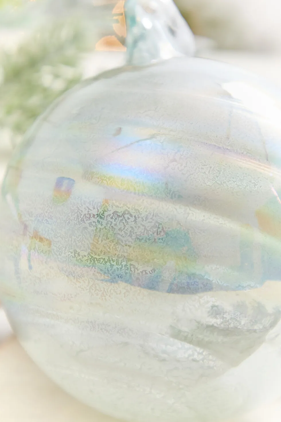 5" Pale Blue Iridescent Glass Ball Ornament