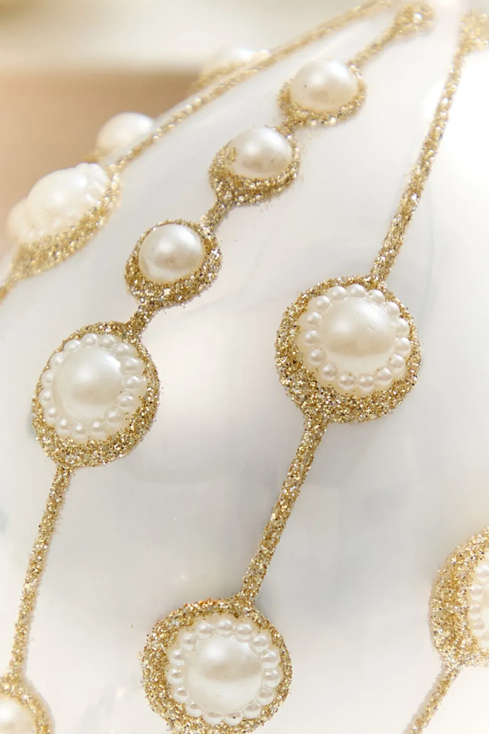 4" - 6" Pearl Embellished Glass Ornament