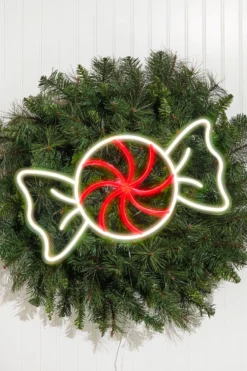 10.6" Peppermint Round Candy Lit Neon Sign