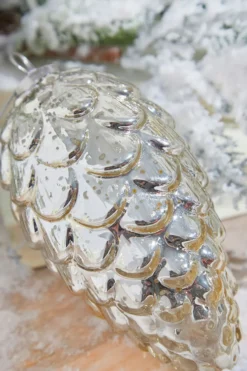 7" Pinecone Burnished Mercury Glass Ornament
