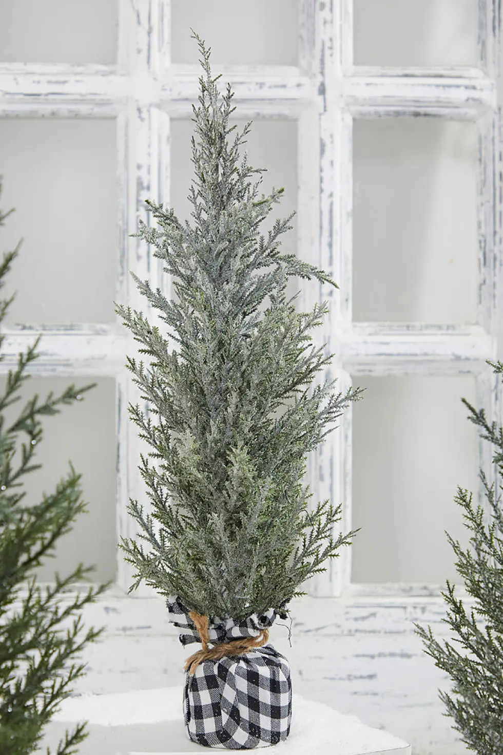 21" Pine Tree With Plaid Fabric