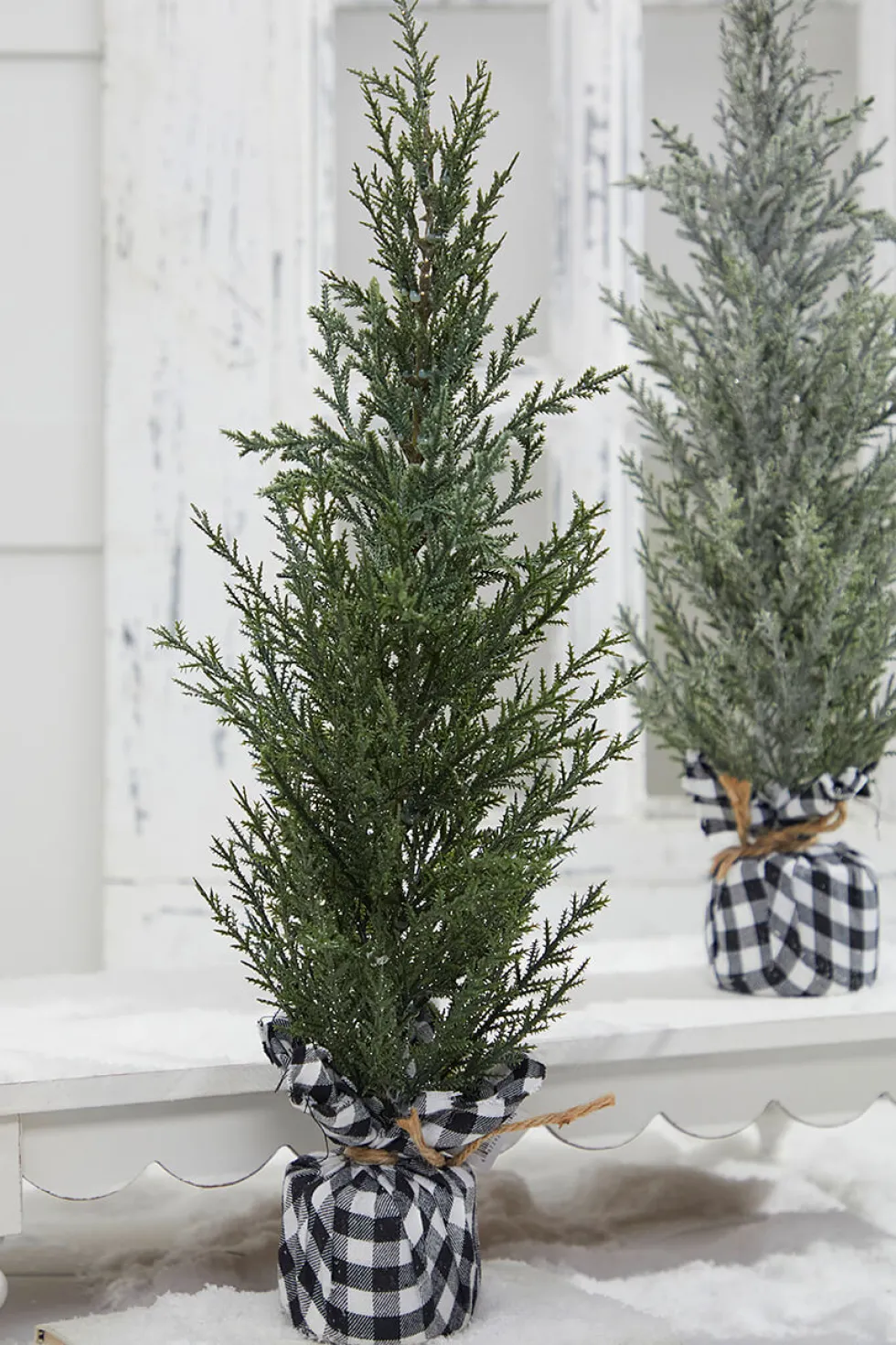 21" Pine Tree With Plaid Fabric