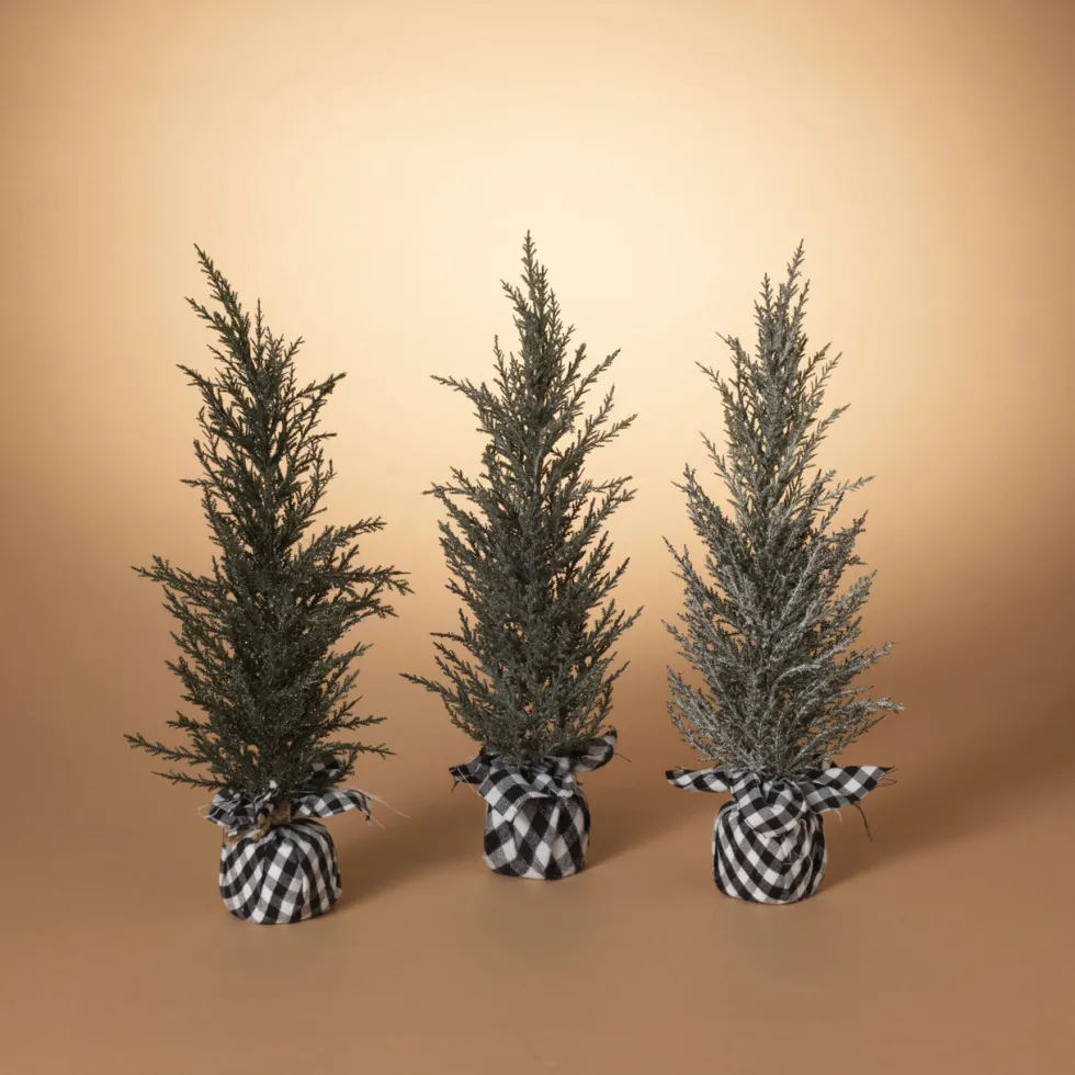 21" Pine Tree With Plaid Fabric