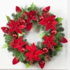 32” Pine Wreath With Poinsettias & Ball Ornaments