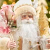21" Pink Champagne Santa With Sack And Tree