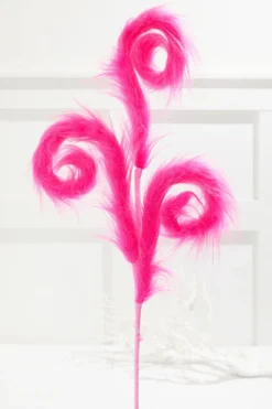 28" Pink Furry Spiral Curly Spray