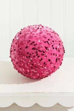 6" Pink Sequin Ball Ornament