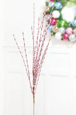 32" Pink Twisted Grass Spray