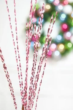 32" Pink Twisted Grass Spray