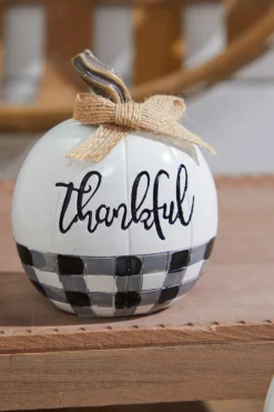 4" Plaid Harvest Pumpkin
