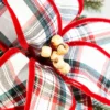 23" Plaid Poinsettia Stem - Red and Green