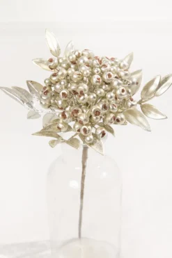 14" Platinum Berry Bunch Metallic Stem