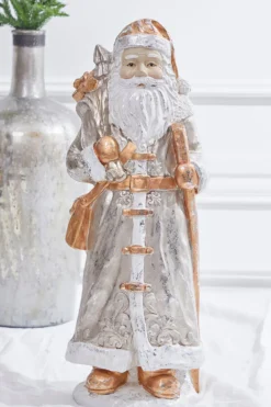 19.75” Platinum Gold Santa with Bag