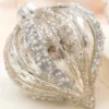 4" - 6" Platinum Mercury Glass Glitter Stripe Ornament