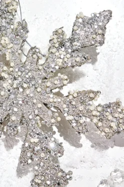 12" Platinum Sequin & Pearl Snowflake