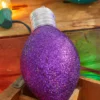7" Purple Glitter Light Bulb Ornament