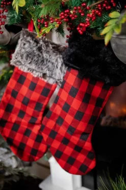 23” Red and Black Buffalo Plaid Stockings