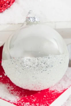 Red and White Glass Ornaments with Glitter