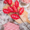 28” Red and White Leaf Spray with Red Berries