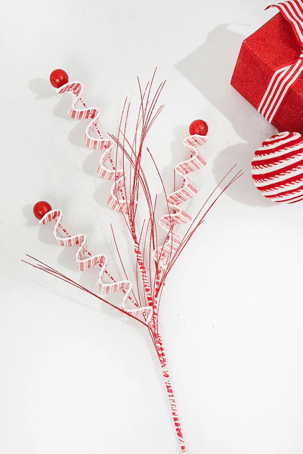 31" Red and White Peppermint Spray
