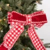 8” Red and White Plaid Bow