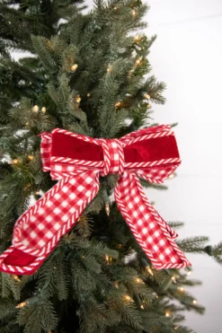 8” Red and White Plaid Bow