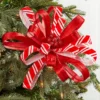 22" Red and White Ribbon Flower Stem
