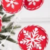 26” Red and White Snowflake Spray