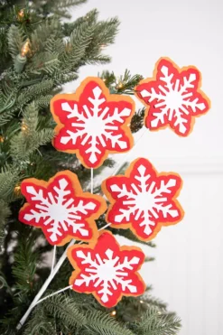 24” Red and White Snowflake Stem