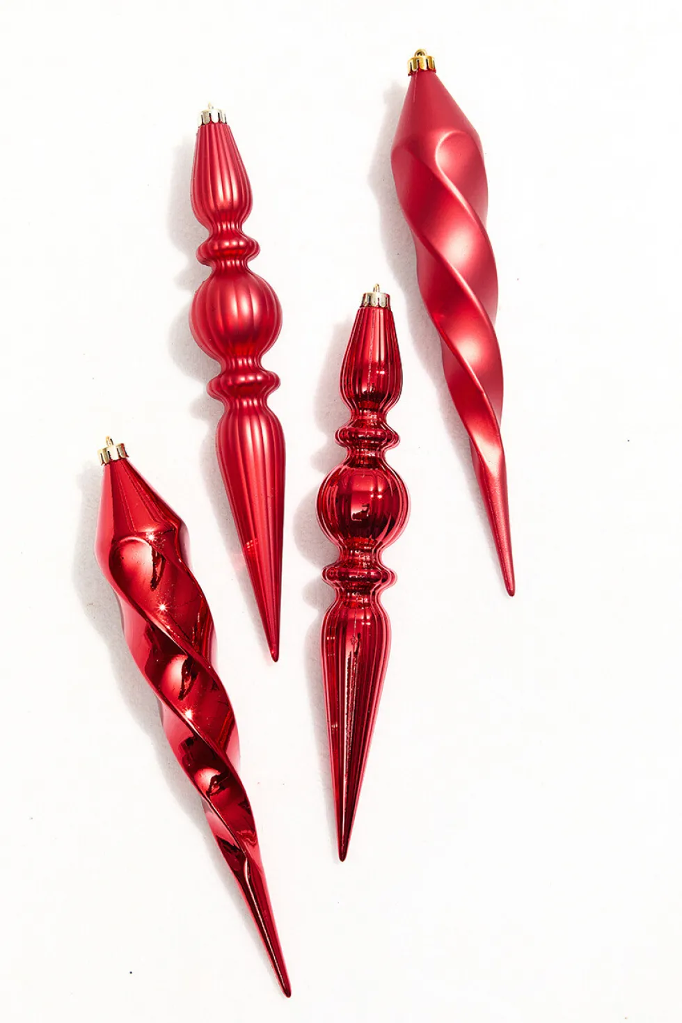12" Red Finial Boxed - Set of 4
