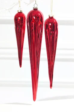 13" Red Finial Glass Ornament