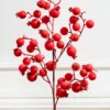 29” Red Flocked Berry Spray