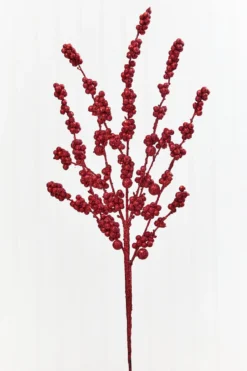 26" Red Glitter Berries Spray
